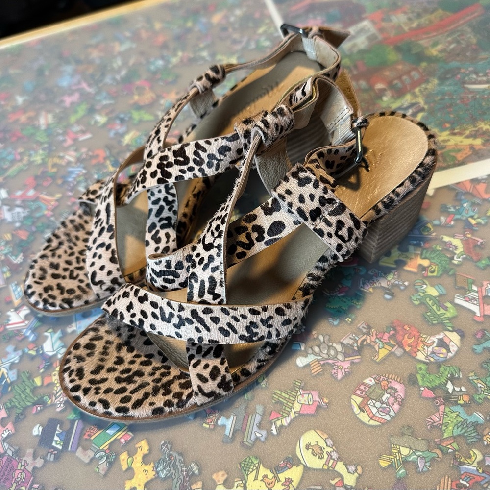 Madewell Leopard Calf Hair Block Heel Sandals